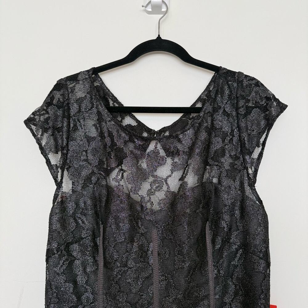 NWT NEW ML Monique Lhuillier Black Lace Knee Length Dress Size 16 - Picture 3 of 7